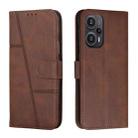 For Xiaomi Redmi Note 12 Turbo/Poco F5 Stitching Calf Texture Buckle Leather Phone Case(Brown) - 1