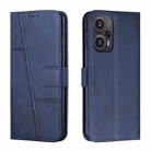 For Xiaomi Redmi Note 12 Turbo/Poco F5 Stitching Calf Texture Buckle Leather Phone Case(Blue) - 1