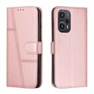 For Xiaomi Redmi Note 12 Turbo/Poco F5 Stitching Calf Texture Buckle Leather Phone Case(Rose Gold) - 1