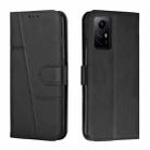 For Xiaomi Redmi Note 12S 4G Global Stitching Calf Texture Buckle Leather Phone Case(Black) - 1
