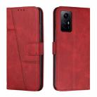 For Xiaomi Redmi Note 12S 4G Global Stitching Calf Texture Buckle Leather Phone Case(Red) - 1