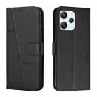 For Xiaomi Redmi 12 4G Stitching Calf Texture Buckle Leather Phone Case(Black) - 1