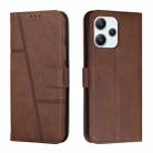 For Xiaomi Redmi 12 4G Stitching Calf Texture Buckle Leather Phone Case(Brown) - 1