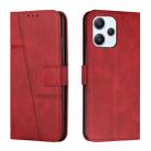 For Xiaomi Redmi 12 4G Stitching Calf Texture Buckle Leather Phone Case(Red) - 1