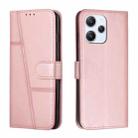 For Xiaomi Redmi 12 4G Stitching Calf Texture Buckle Leather Phone Case(Rose Gold) - 1