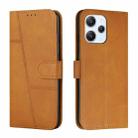 For Xiaomi Redmi 12 4G Stitching Calf Texture Buckle Leather Phone Case(Yellow) - 1