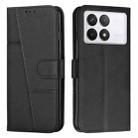 For Xiaomi Redmi K70E Stitching Calf Texture Buckle Leather Phone Case(Black) - 1