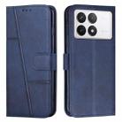 For Xiaomi Redmi K70E Stitching Calf Texture Buckle Leather Phone Case(Blue) - 1