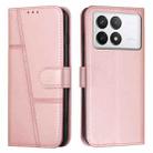 For Xiaomi Redmi K70E Stitching Calf Texture Buckle Leather Phone Case(Rose Gold) - 1