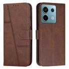 For Xiaomi Redmi Note 13 Pro 4G Global Stitching Calf Texture Buckle Leather Phone Case(Brown) - 1