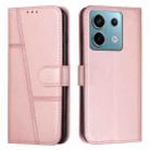 For Xiaomi Redmi Note 13 Pro 4G Global Stitching Calf Texture Buckle Leather Phone Case(Rose Gold) - 1
