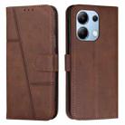 For Xiaomi Redmi Note 13 4G Global Stitching Calf Texture Buckle Leather Phone Case(Brown) - 1