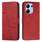 For Xiaomi Redmi Note 13 4G Global Stitching Calf Texture Buckle Leather Phone Case(Red) - 1