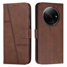 For Xiaomi Redmi A3 Stitching Calf Texture Buckle Leather Phone Case(Brown) - 1