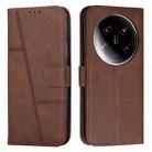 For Xiaomi 14 Ultra Stitching Calf Texture Buckle Leather Phone Case(Brown) - 1