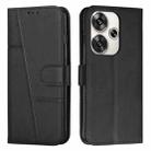 For Xiaomi Redmi Turbo 3 Stitching Calf Texture Buckle Leather Phone Case(Black) - 1