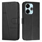 For Xiaomi Redmi  13 4G Stitching Calf Texture Buckle Leather Phone Case(Black) - 1