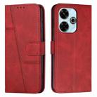 For Xiaomi Redmi  13 4G Stitching Calf Texture Buckle Leather Phone Case(Red) - 1