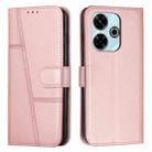 For Xiaomi Redmi  13 4G Stitching Calf Texture Buckle Leather Phone Case(Rose Gold) - 1