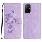 For Xiaomi 11T / 11T Pro Flower Butterfly Embossing Pattern Leather Phone Case(Purple) - 1