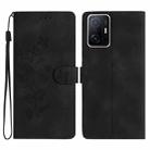For Xiaomi 11T / 11T Pro Flower Butterfly Embossing Pattern Leather Phone Case(Black) - 1