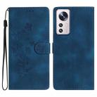 For Xiaomi 12 Lite Flower Butterfly Embossing Pattern Leather Phone Case(Blue) - 1