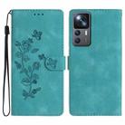 For Xiaomi 12T / 12T Pro Flower Butterfly Embossing Pattern Leather Phone Case(Sky Blue) - 1