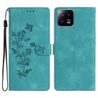 For Xiaomi 13 Flower Butterfly Embossing Pattern Leather Phone Case(Sky Blue) - 1