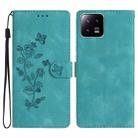 For Xiaomi 13 Pro Flower Butterfly Embossing Pattern Leather Phone Case(Sky Blue) - 1