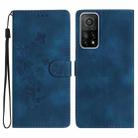 For Xiaomi Mi 10T 5G / 10T Pro 5G Flower Butterfly Embossing Pattern Leather Phone Case(Blue) - 1