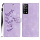 For Xiaomi Mi 10T 5G / 10T Pro 5G Flower Butterfly Embossing Pattern Leather Phone Case(Purple) - 1