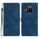 For Xiaomi Mi 10T Lite 5G Flower Butterfly Embossing Pattern Leather Phone Case(Blue) - 1