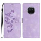 For Xiaomi Mi 10T Lite 5G Flower Butterfly Embossing Pattern Leather Phone Case(Purple) - 1