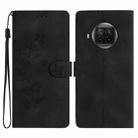 For Xiaomi Mi 10T Lite 5G Flower Butterfly Embossing Pattern Leather Phone Case(Black) - 1
