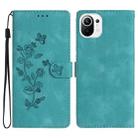 For Xiaomi Mi 11 Lite Flower Butterfly Embossing Pattern Leather Phone Case(Sky Blue) - 1