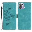 For Xiaomi Mi 11 Pro Flower Butterfly Embossing Pattern Leather Phone Case(Sky Blue) - 1