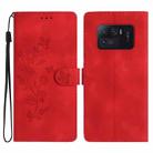 For Xiaomi Mi 11 Ultra Flower Butterfly Embossing Pattern Leather Phone Case(Red) - 1