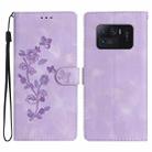 For Xiaomi Mi 11 Ultra Flower Butterfly Embossing Pattern Leather Phone Case(Purple) - 1