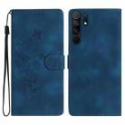 For Xiaomi Redmi 9 Flower Butterfly Embossing Pattern Leather Phone Case(Blue) - 1