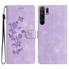 For Xiaomi Redmi 9 Flower Butterfly Embossing Pattern Leather Phone Case(Purple) - 1