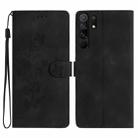 For Xiaomi Redmi 9 Flower Butterfly Embossing Pattern Leather Phone Case(Black) - 1