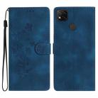For Xiaomi Redmi 9C Flower Butterfly Embossing Pattern Leather Phone Case(Blue) - 1