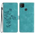 For Xiaomi Redmi 9C Flower Butterfly Embossing Pattern Leather Phone Case(Sky Blue) - 1