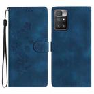 For Xiaomi Redmi 10 Flower Butterfly Embossing Pattern Leather Phone Case(Blue) - 1