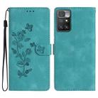 For Xiaomi Redmi 10 Flower Butterfly Embossing Pattern Leather Phone Case(Sky Blue) - 1