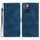 For Xiaomi Redmi 10 2022 Flower Butterfly Embossing Pattern Leather Phone Case(Blue) - 1