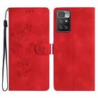 For Xiaomi Redmi 10 2022 Flower Butterfly Embossing Pattern Leather Phone Case(Red) - 1