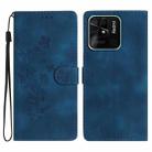 For Xiaomi Redmi 10C Flower Butterfly Embossing Pattern Leather Phone Case(Blue) - 1