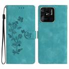 For Xiaomi Redmi 10C Flower Butterfly Embossing Pattern Leather Phone Case(Sky Blue) - 1