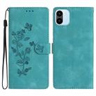 For Xiaomi Redmi A1 Flower Butterfly Embossing Pattern Leather Phone Case(Sky Blue) - 1